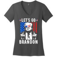 Let’S Go Brandon Trump Middle Finger Flag Women's V-Neck T-Shirt