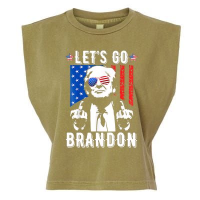 Let’S Go Brandon Trump Middle Finger Flag Garment-Dyed Women's Muscle Tee