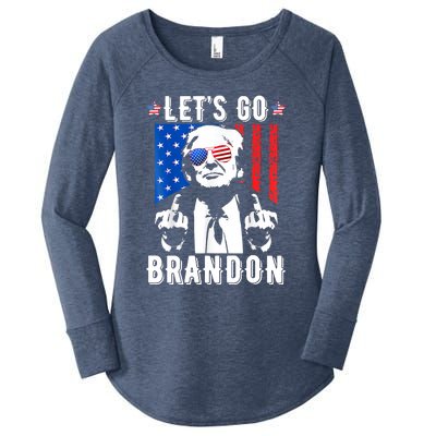 Let’S Go Brandon Trump Middle Finger Flag Women's Perfect Tri Tunic Long Sleeve Shirt