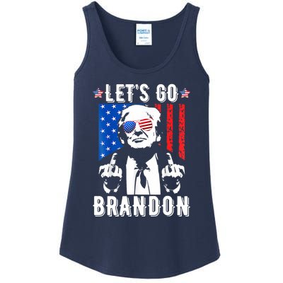 Let’S Go Brandon Trump Middle Finger Flag Ladies Essential Tank