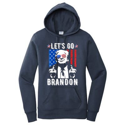 Let’S Go Brandon Trump Middle Finger Flag Women's Pullover Hoodie