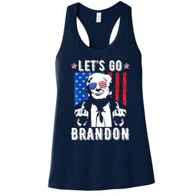 Let’S Go Brandon Trump Middle Finger Flag Women's Racerback Tank