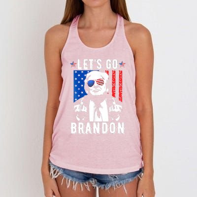 Let’S Go Brandon Trump Middle Finger Flag Women's Knotted Racerback Tank