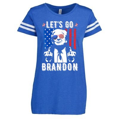 Let’S Go Brandon Trump Middle Finger Flag Enza Ladies Jersey Football T-Shirt