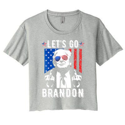 Let’S Go Brandon Trump Middle Finger Flag Women's Crop Top Tee