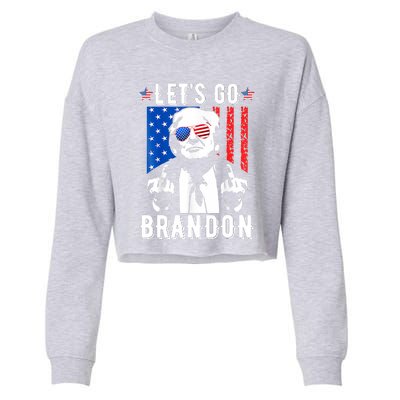 Let’S Go Brandon Trump Middle Finger Flag Cropped Pullover Crew