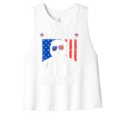 Let’S Go Brandon Trump Middle Finger Flag Women's Racerback Cropped Tank