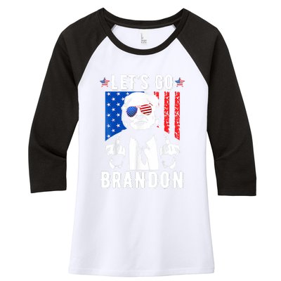 Let’S Go Brandon Trump Middle Finger Flag Women's Tri-Blend 3/4-Sleeve Raglan Shirt