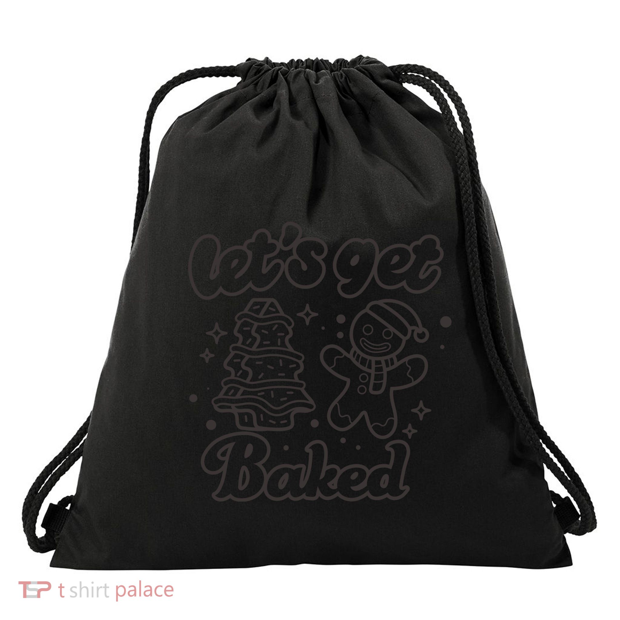 Lets Get Baked Funny Christmas Gingerbread Drawstring Bag
