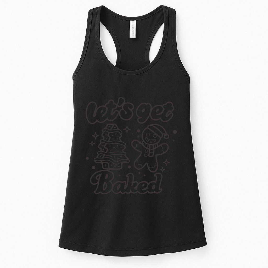 Lets Get Baked Funny Christmas Gingerbread Womens Tank Top