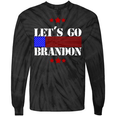 Let's Go Brandon Biden Chant USA Flag Tie-Dye Long Sleeve Shirt