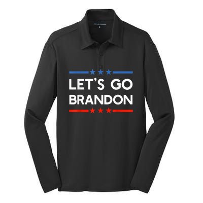 Let’s Go Brandon Conservative US Flag Gift Silk Touch Performance Long Sleeve Polo