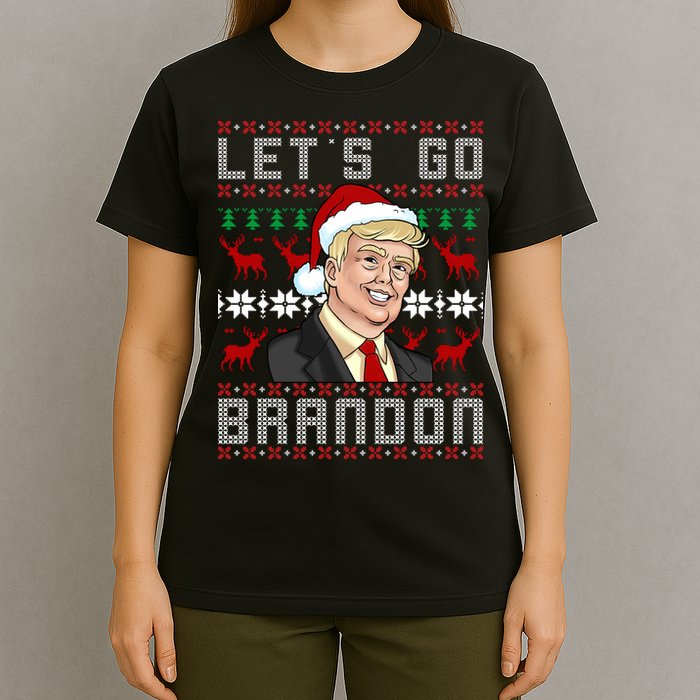 Let's Go Brandon Pro Trump Impeach 46 FJB Biden Ugly Christmas T-Shirt