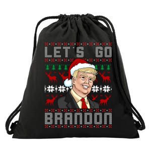 Let's Go Brandon Pro Trump Impeach 46 FJB Biden Ugly Christmas Drawstring Bag