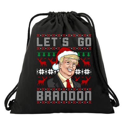 Let's Go Brandon Pro Trump Impeach 46 FJB Biden Ugly Christmas Drawstring Bag