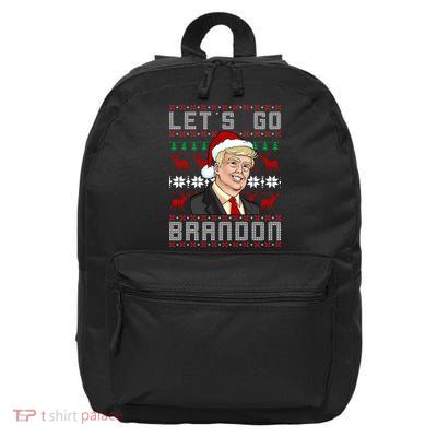Let's Go Brandon Pro Trump Impeach 46 FJB Biden Ugly Christmas 16 in Basic Backpack