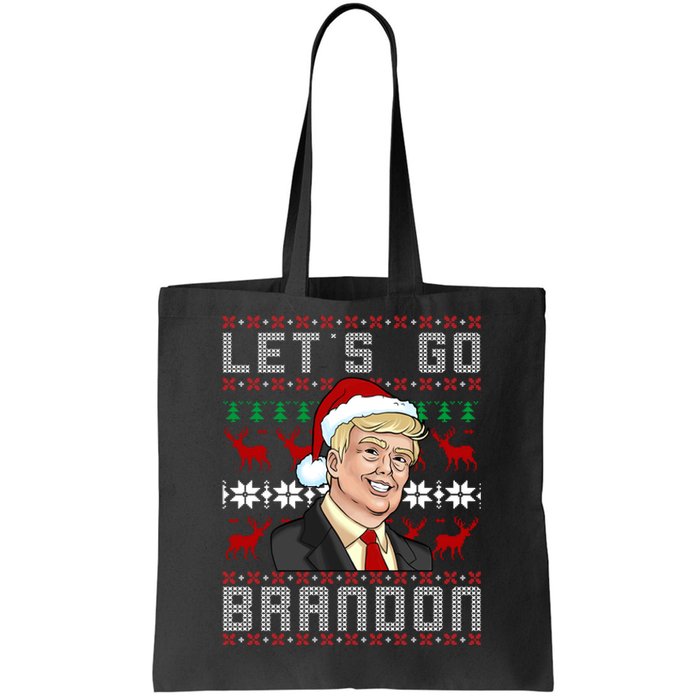 Let's Go Brandon Pro Trump Impeach 46 FJB Biden Ugly Christmas Tote Bag