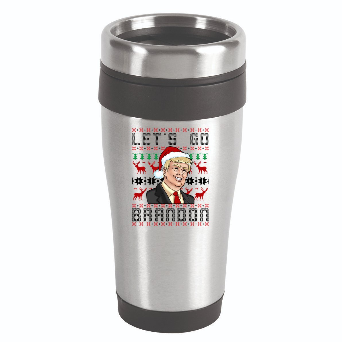 Let's Go Brandon Pro Trump Impeach 46 FJB Biden Ugly Christmas 16oz Travel Tumbler