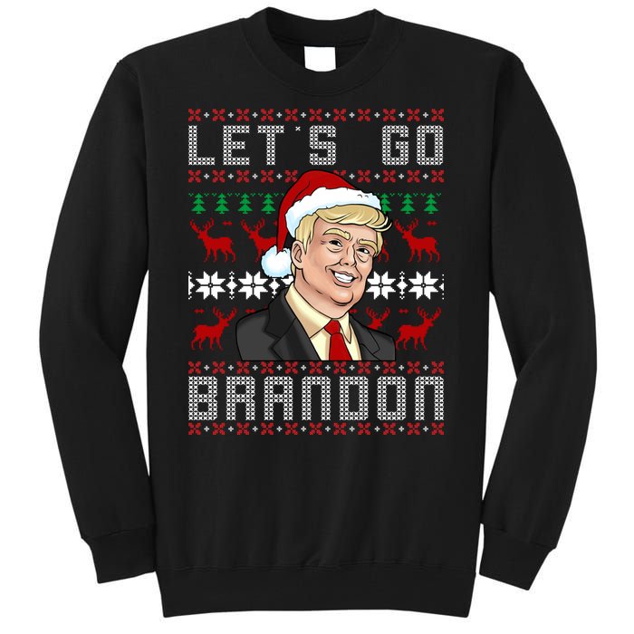 Let's Go Brandon Pro Trump Impeach 46 FJB Biden Ugly Christmas Tall Sweatshirt