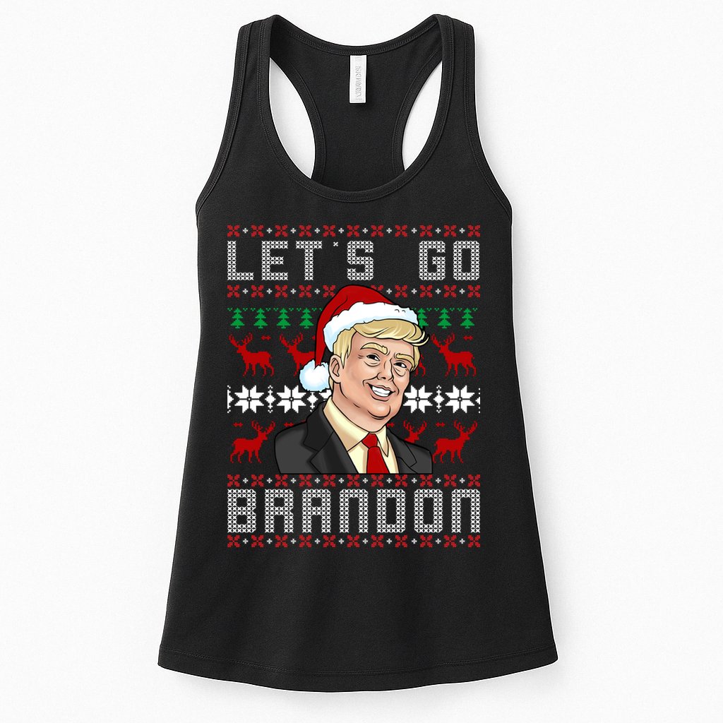 Let's Go Brandon Pro Trump Impeach 46 FJB Biden Ugly Christmas Womens Tank Top