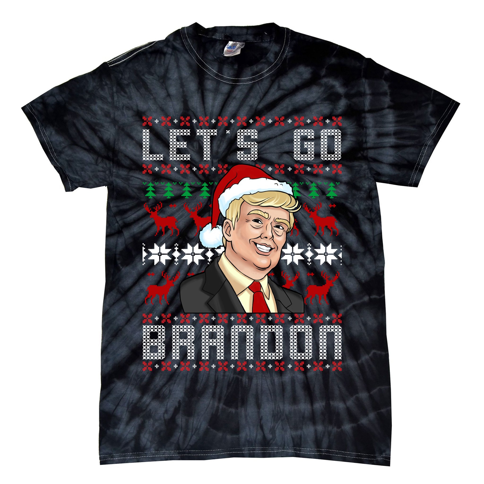 Let's Go Brandon Pro Trump Impeach 46 FJB Biden Ugly Christmas Tie-Dye T-Shirt