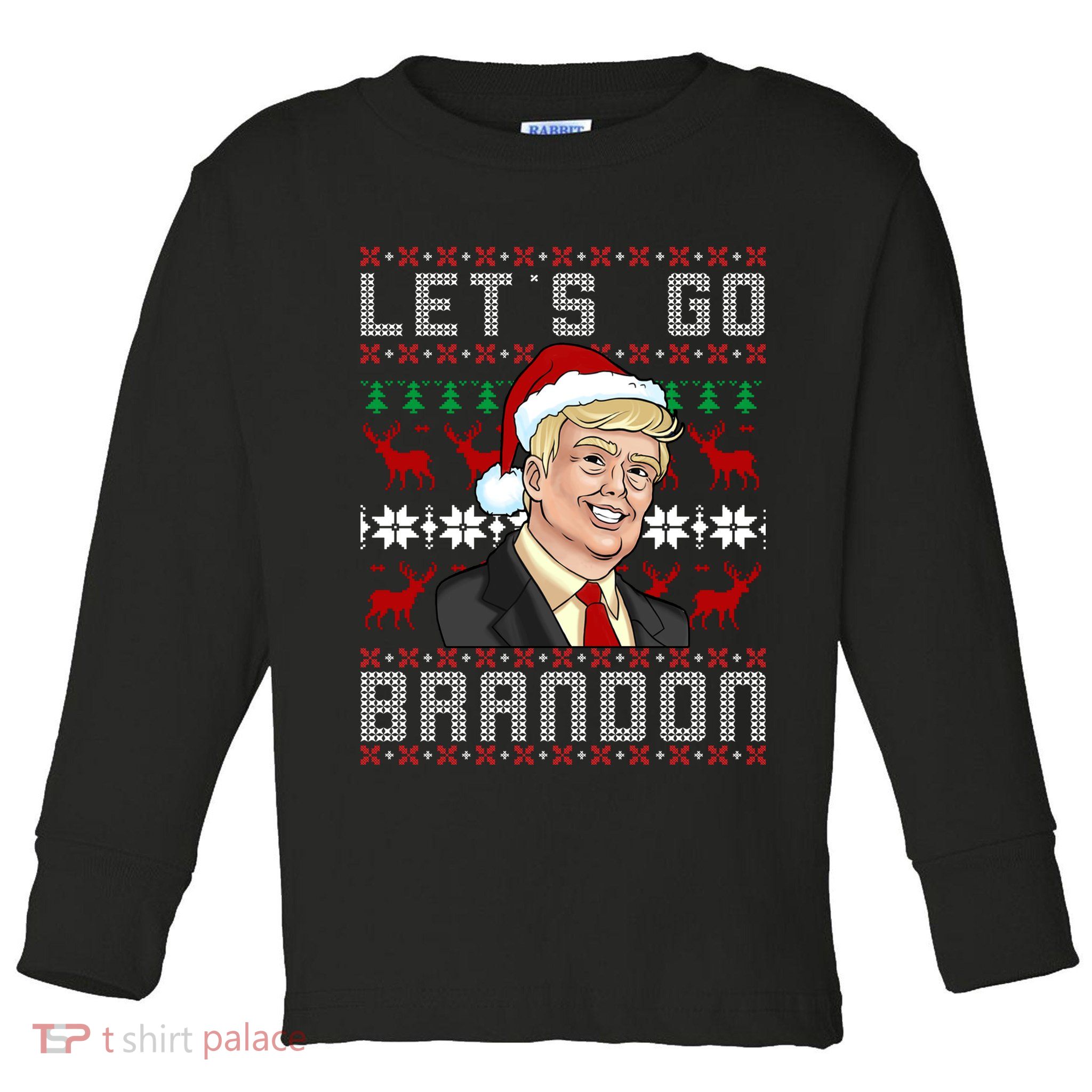 Let's Go Brandon Pro Trump Impeach 46 FJB Biden Ugly Christmas Toddler Long Sleeve Shirt