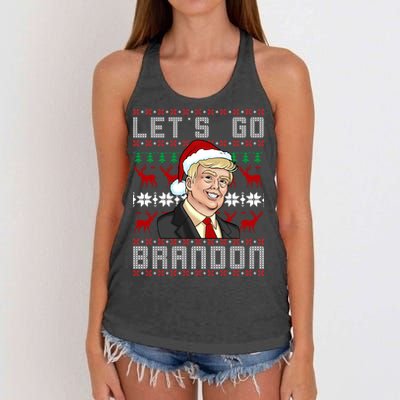 Let's Go Brandon Pro Trump Impeach 46 FJB Biden Ugly Christmas Women's Knotted Racerback Tank