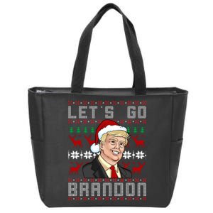 Let's Go Brandon Pro Trump Impeach 46 FJB Biden Ugly Christmas Zip Tote Bag