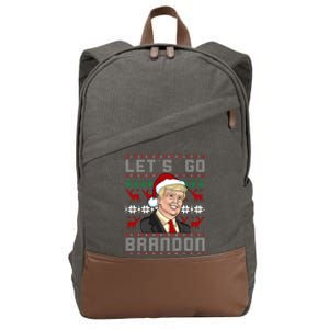 Let's Go Brandon Pro Trump Impeach 46 FJB Biden Ugly Christmas Cotton Canvas Backpack