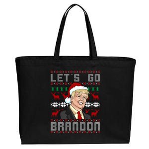 Let's Go Brandon Pro Trump Impeach 46 FJB Biden Ugly Christmas Cotton Canvas Jumbo Tote