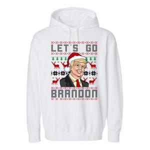 Let's Go Brandon Pro Trump Impeach 46 FJB Biden Ugly Christmas Garment-Dyed Fleece Hoodie