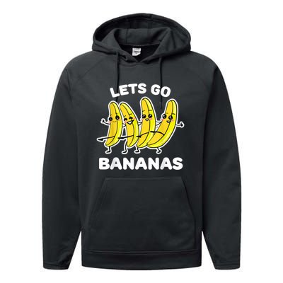 Lets Go Bananas | Funny Fruit Pun Performance Fleece Hoodie