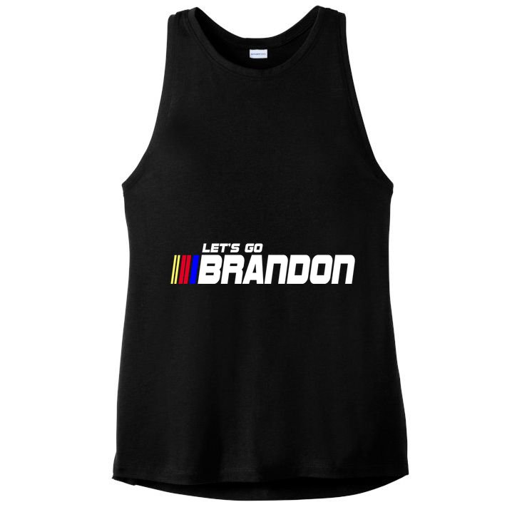 Let's Go Brandon Biden Chant Racing Fan Logo Ladies PosiCharge Tri-Blend Wicking Tank