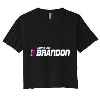 Let's Go Brandon Biden Chant Racing Fan Logo Crop Top