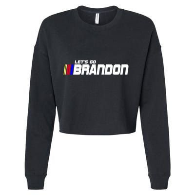 Let's Go Brandon Biden Chant Racing Fan Logo Cropped Pullover Crew