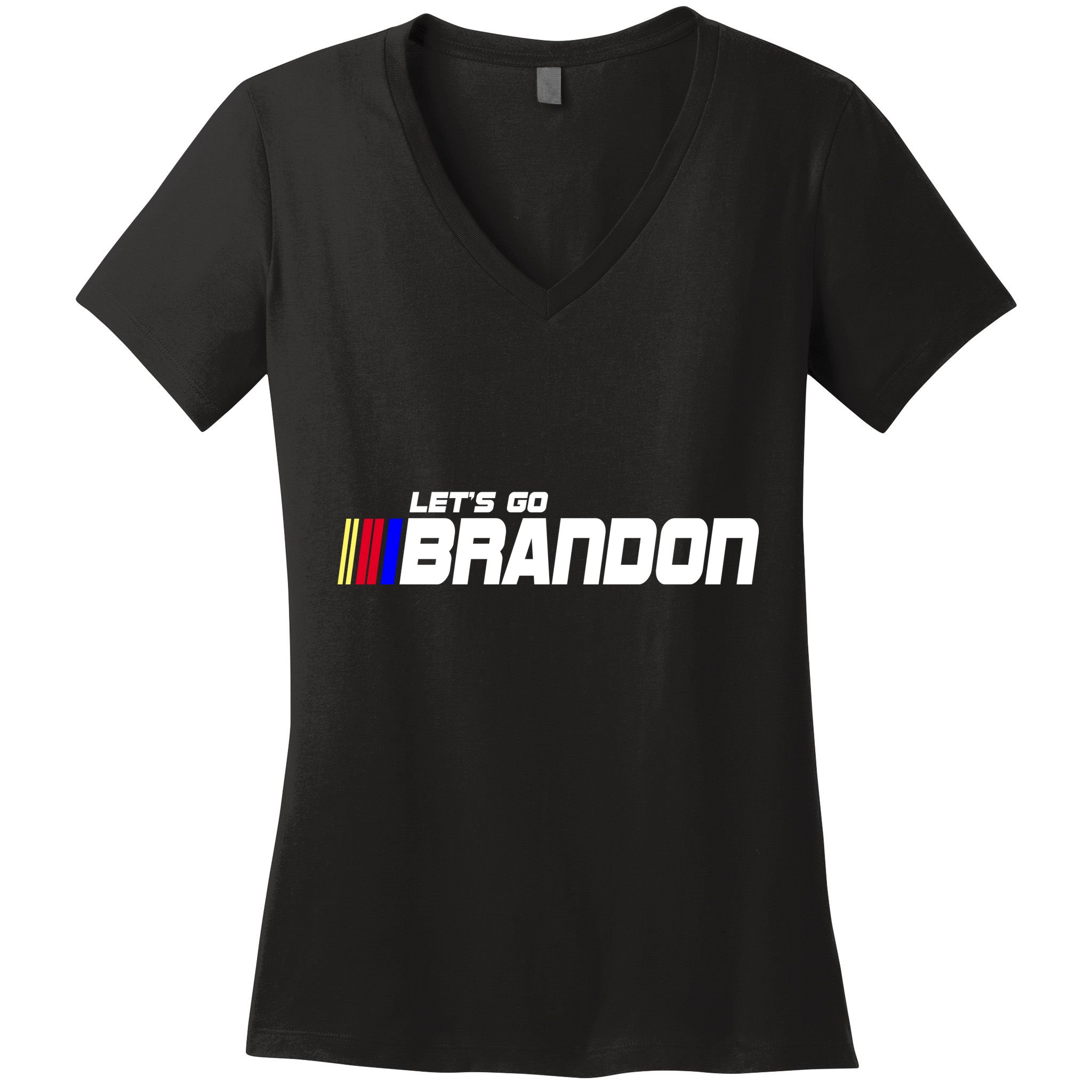 Let's Go Brandon Biden Chant Racing Fan Logo Women's V-Neck T-Shirt