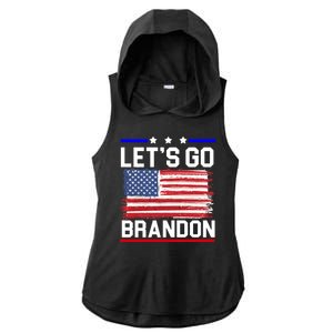 Let's Go Brandon Biden Chant American Flag Ladies PosiCharge Tri-Blend Wicking Draft Hoodie Tank