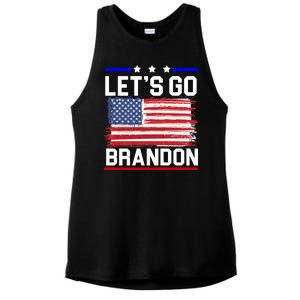 Let's Go Brandon Biden Chant American Flag Ladies PosiCharge Tri-Blend Wicking Tank