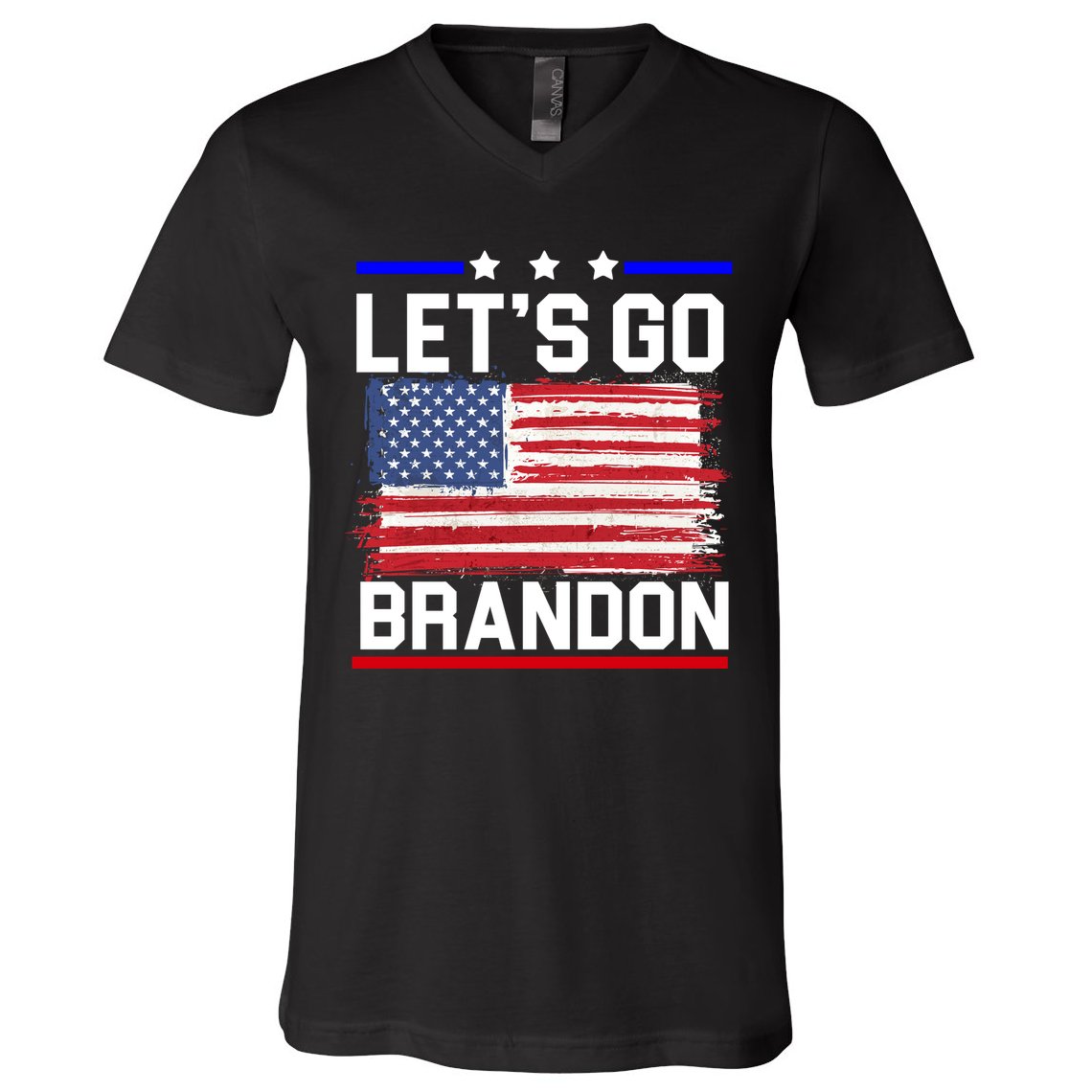 Let's Go Brandon Biden Chant American Flag V-Neck T-Shirt