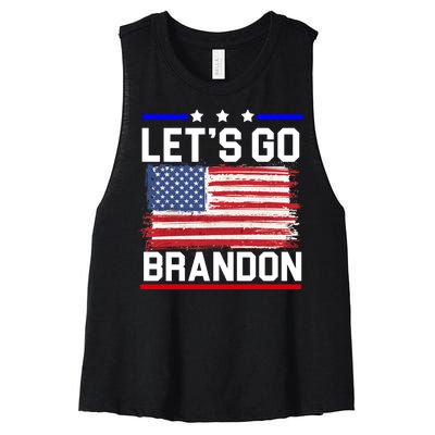 Let's Go Brandon Biden Chant American Flag Women's Racerback Cropped Tank