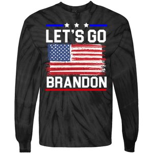 Let's Go Brandon Biden Chant American Flag Tie-Dye Long Sleeve Shirt