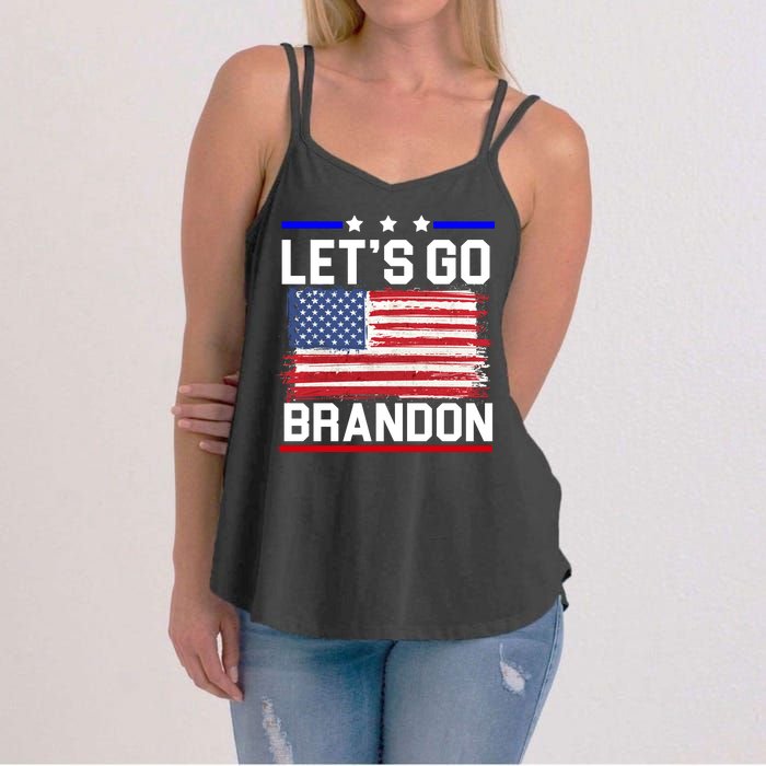 Let's Go Brandon Biden Chant American Flag Women's Strappy Tank