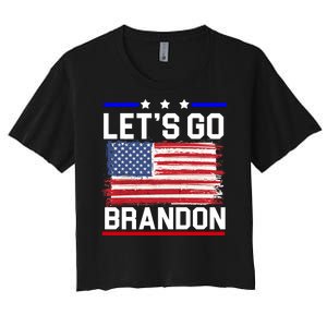 Let's Go Brandon Biden Chant American Flag Women's Crop Top Tee