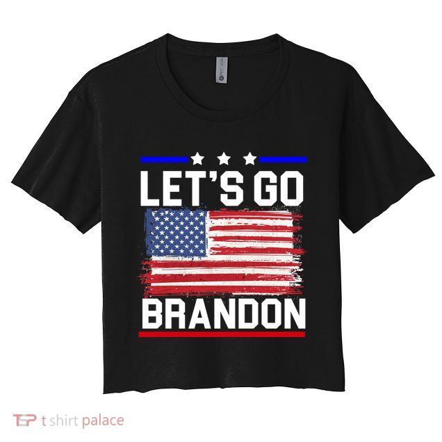 Let's Go Brandon Biden Chant American Flag Crop Top