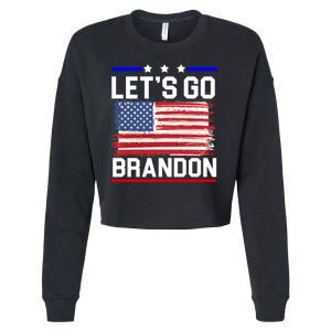 Let's Go Brandon Biden Chant American Flag Cropped Pullover Crew