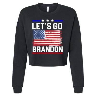 Let's Go Brandon Biden Chant American Flag Cropped Pullover Crew