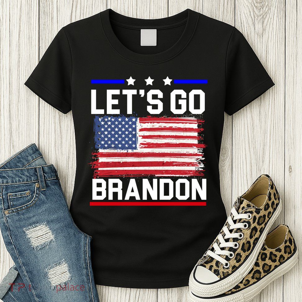 Let's Go Brandon Biden Chant American Flag Womens T-Shirt