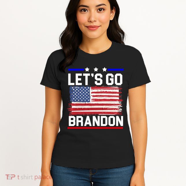 Let's Go Brandon Biden Chant American Flag Womens T-Shirt