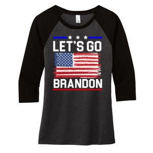 Let's Go Brandon Biden Chant American Flag Women's Tri-Blend 3/4-Sleeve Raglan Shirt