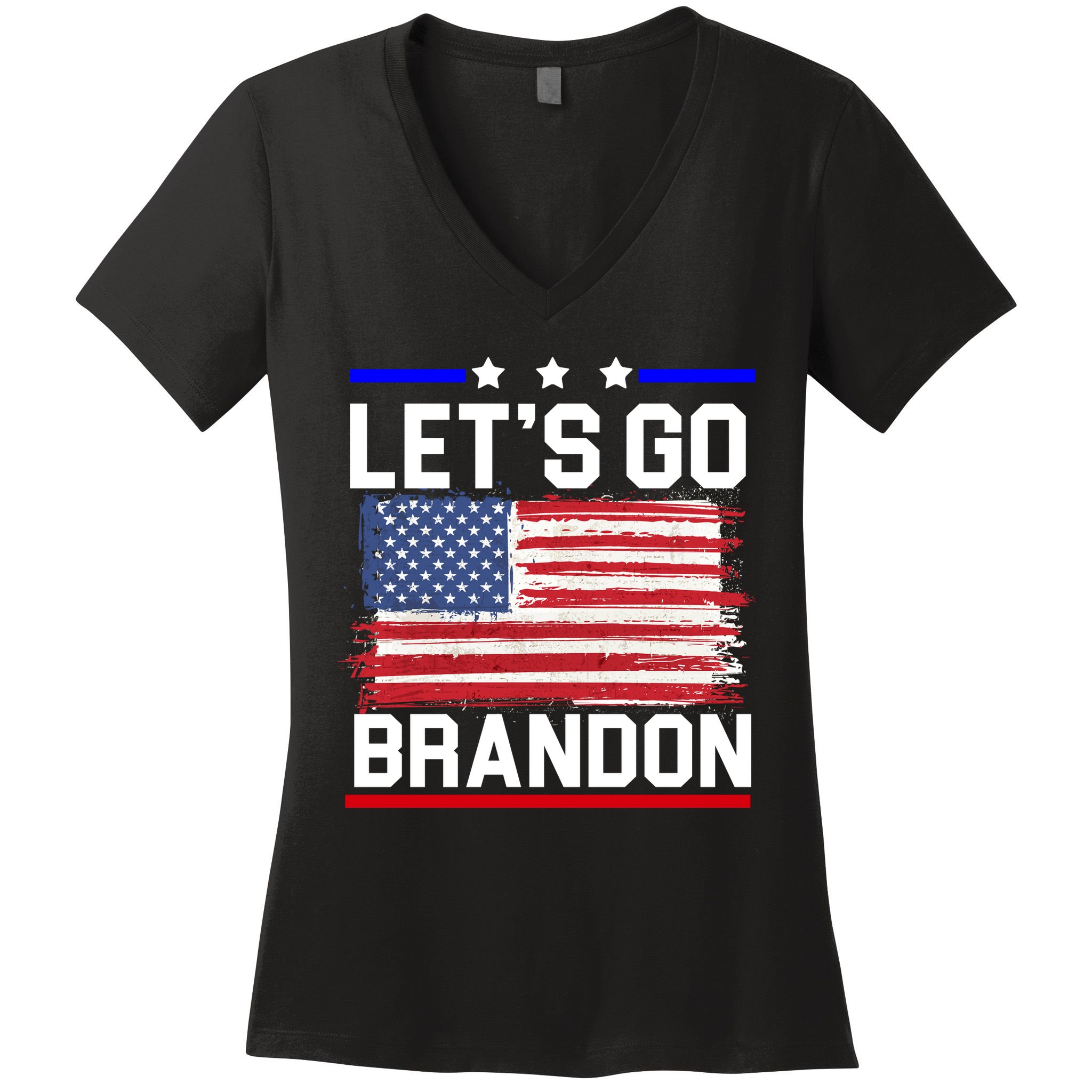 Let's Go Brandon Biden Chant American Flag Women's V-Neck T-Shirt